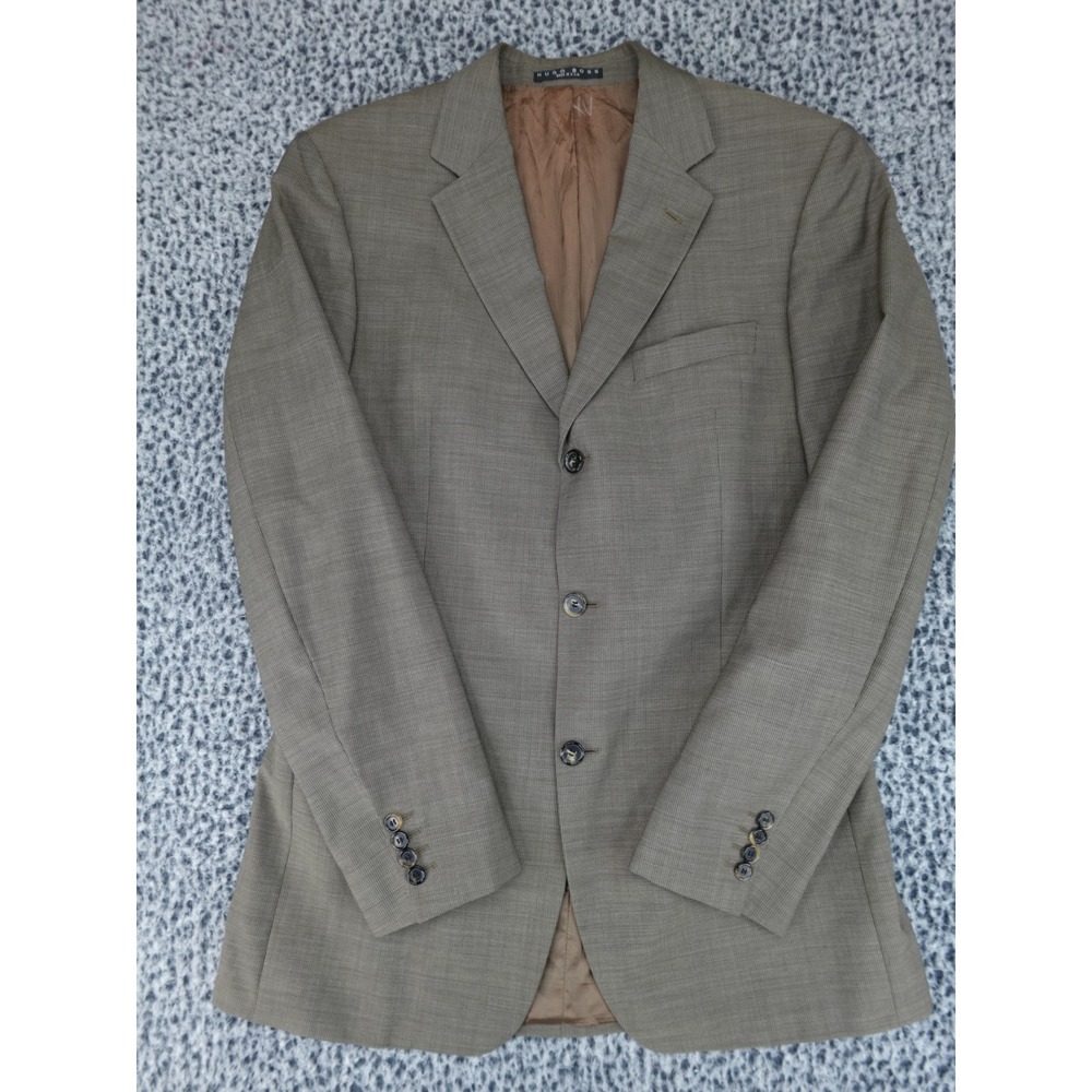Hugo Boss‎ Einstein Sigma Mens Brown 3-Button Wool Suit Jacket Micro Pattern 42L